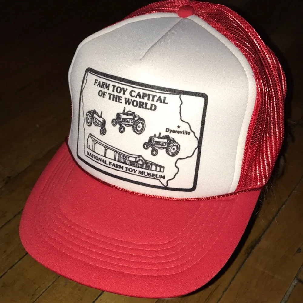 Red and White Farm‎ Toy Capital Mesh Trucker Hat